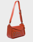 Houston Baked City Brown Leather Shoulder Bag - All Over Eyes Embroidery