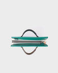 Vali Crossbody Small Deep Sea Green Leather Bag - Tiger and Flowers Embroidery