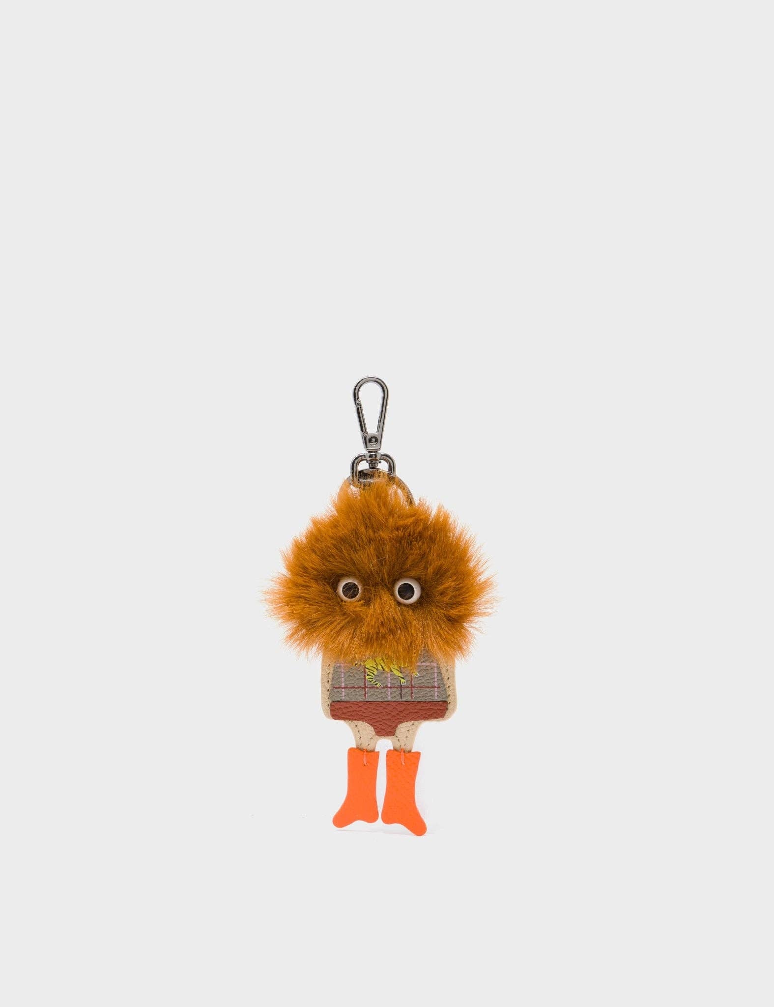 Monster Charm - Brown Faux Fur and Vermillion Leather Boots