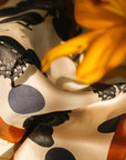 "Noir Floral" Silk Diamond Neckerchief