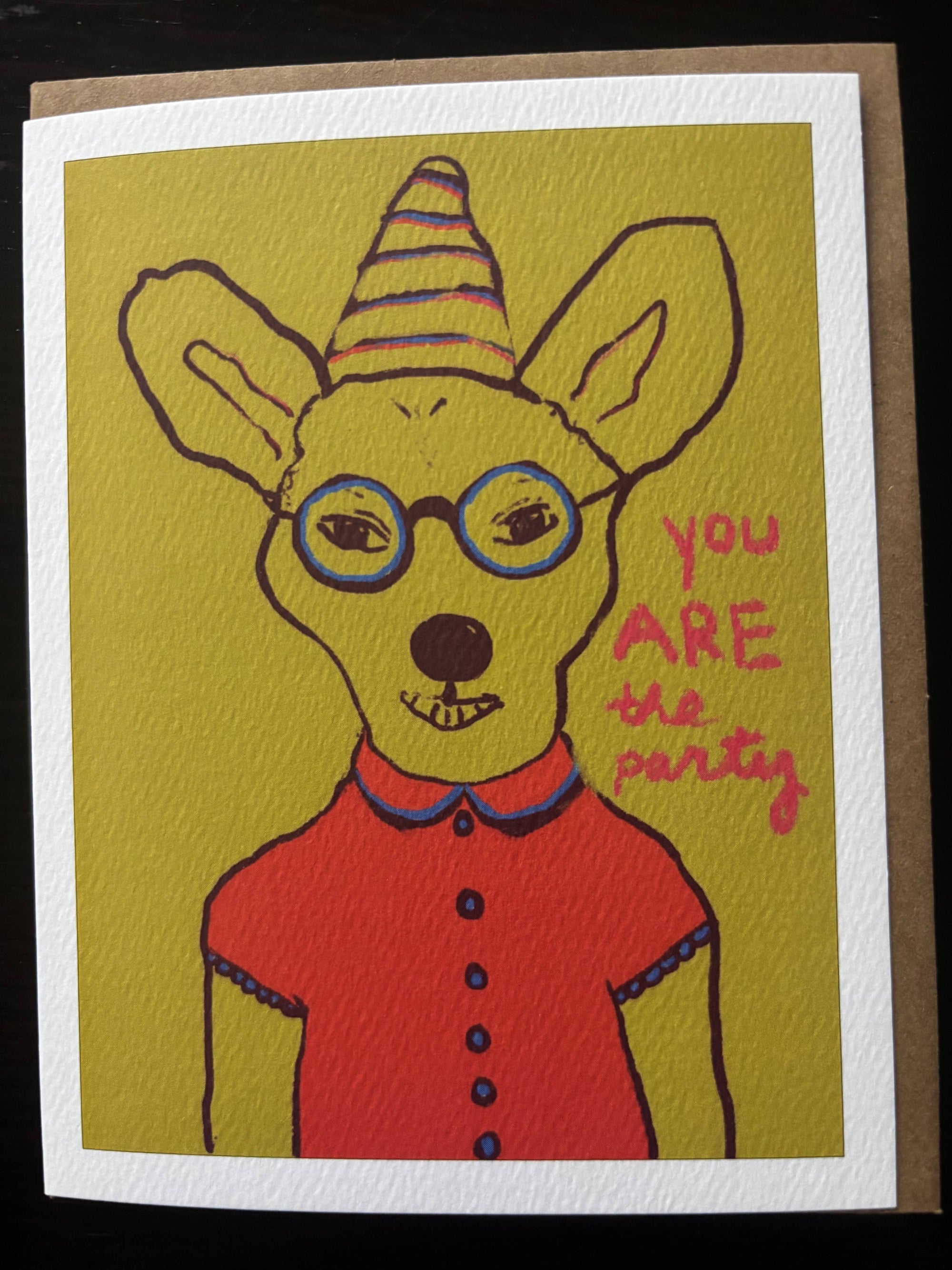 You Are the Party bright funny terrier pup in hat dog card