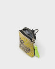 Florence Pouch Charm - Taos Taupe Leather Keychain Retro Tiger Embroidery
