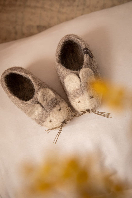 Mouse Slippers - Stone