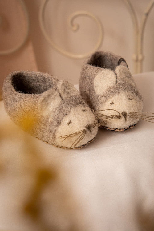 Mouse Slippers - Stone