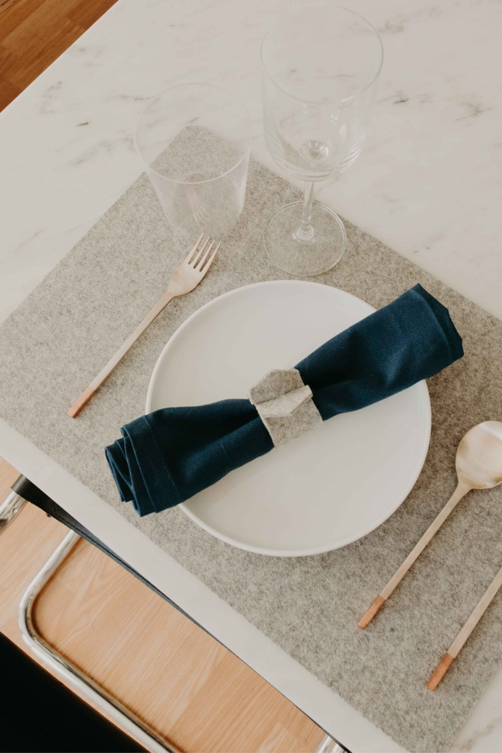 Felt Placemat HEATHER WHITE
